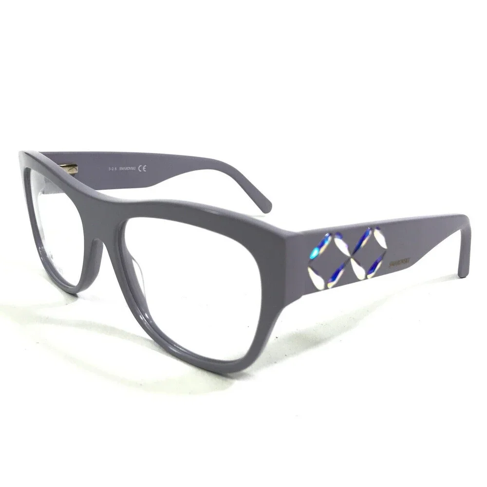 Swarovski Eyeglasses Frames SW5213 078 Oversized Muted Purple Crystals 53-16-140